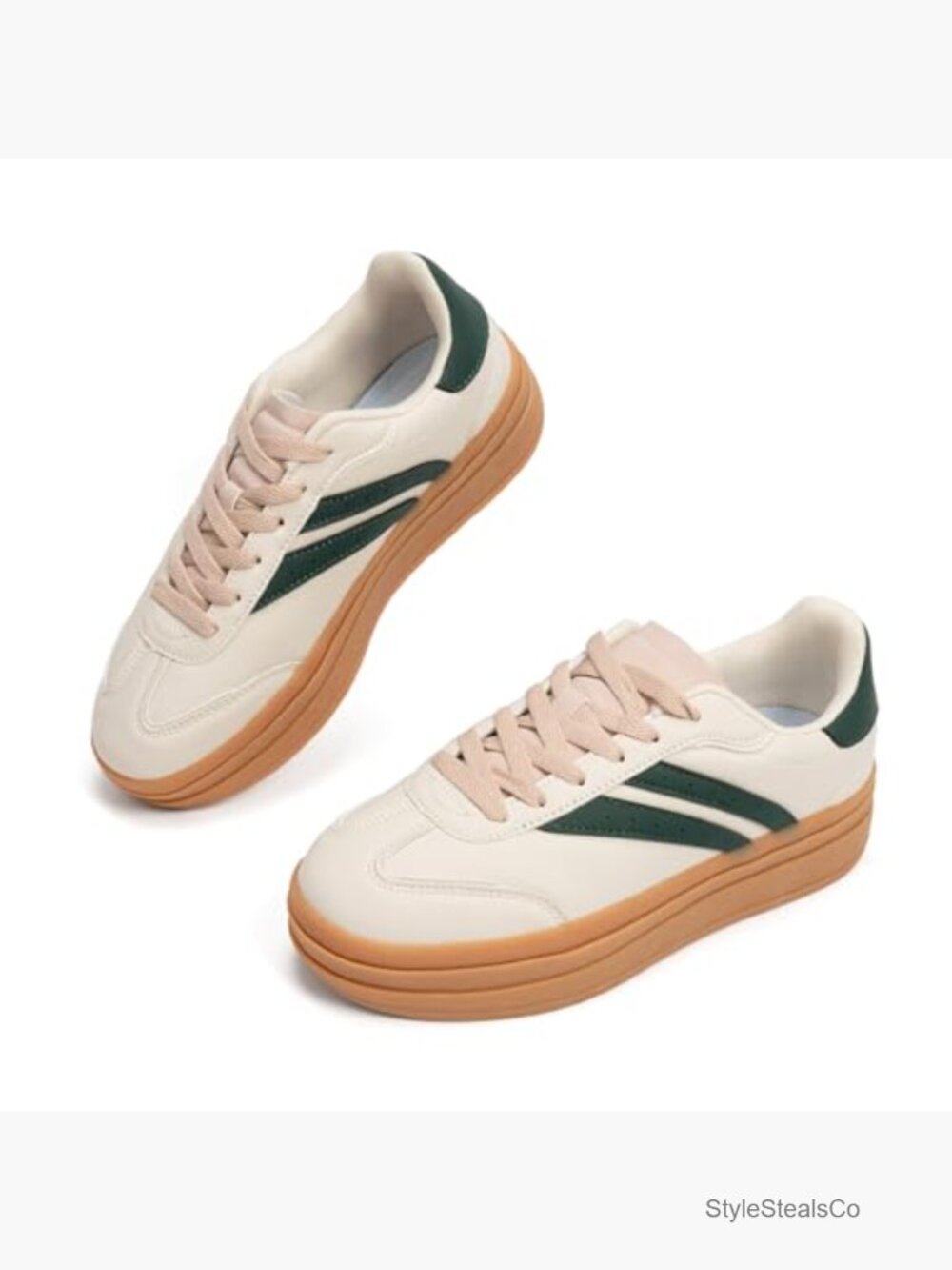 Chunky Platform Sneakers - Casual Lace-Up Walking Shoes Comfortable Low-Top - Picture 3 of 7